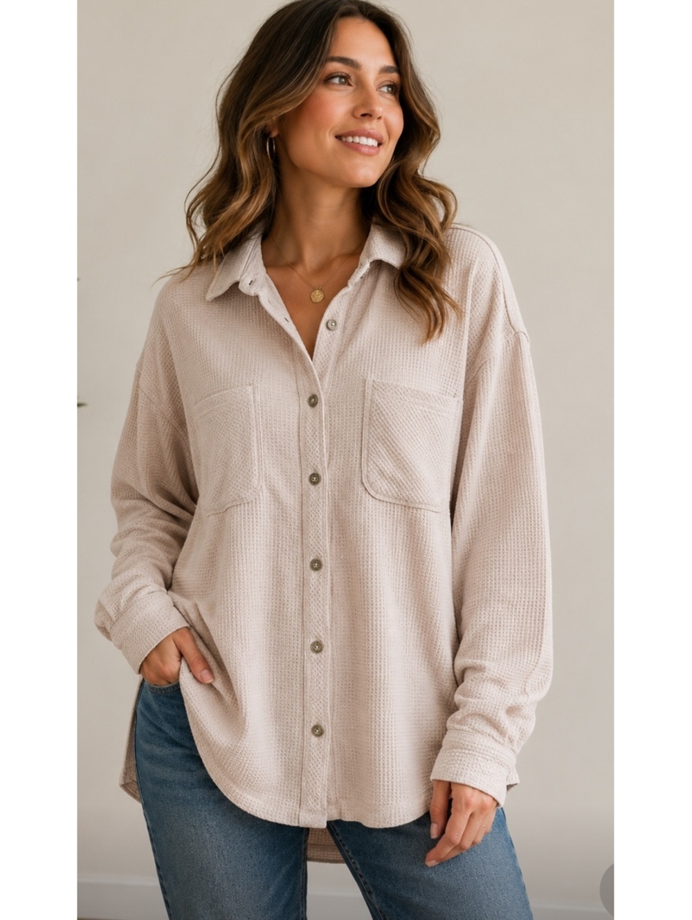 NWT C&C California cream + tan button up shirt size XL